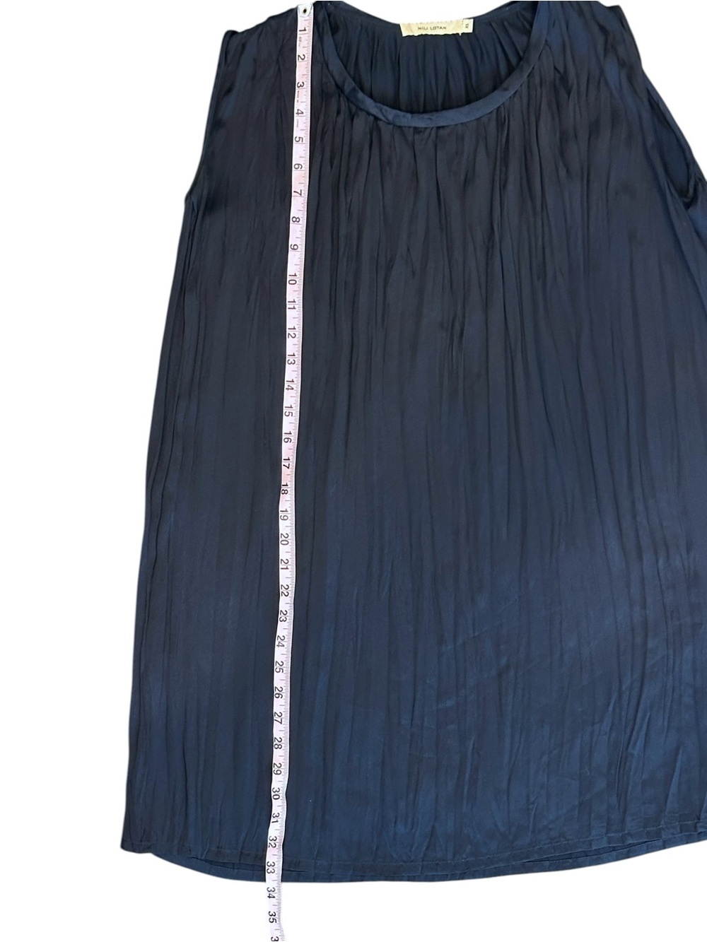 Nili Lotan 100% Silk Pleated Sleeveless Shift Mini Dress Navy Blue Women’s XS - Picture 6 of 6